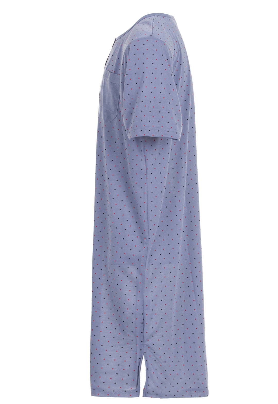 Nightgown short-sleeved - dots with button placket