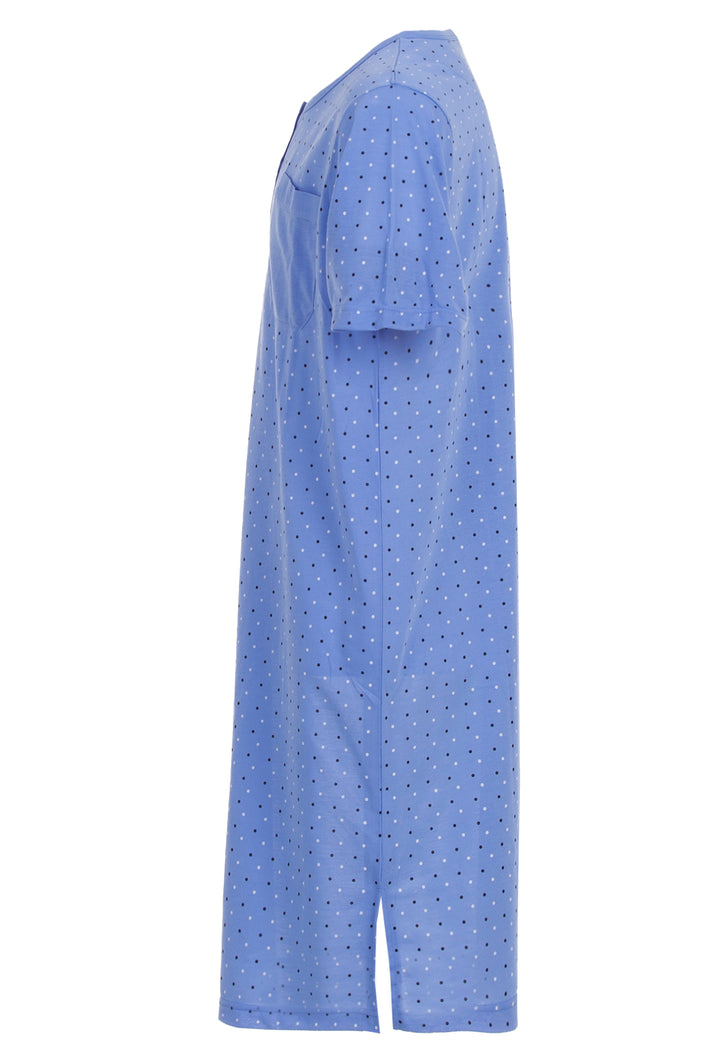 Nightgown short-sleeved - dots with button placket