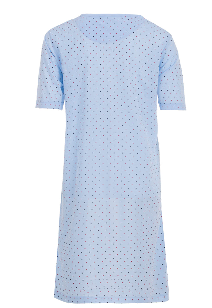 Nightgown short-sleeved - dots with button placket