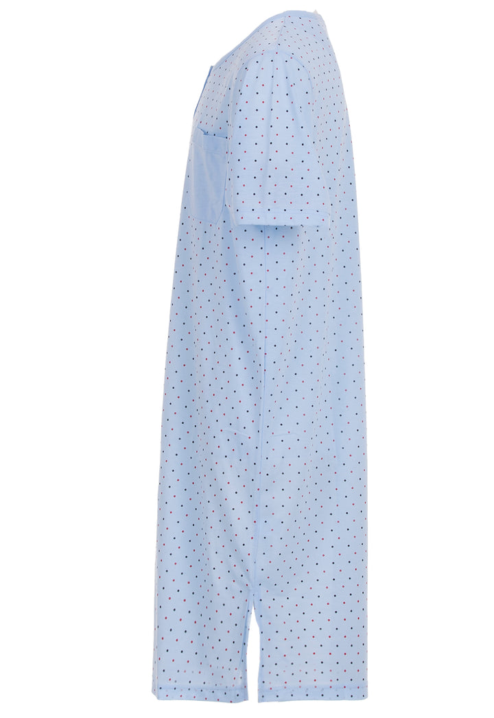 Nightgown short-sleeved - dots with button placket