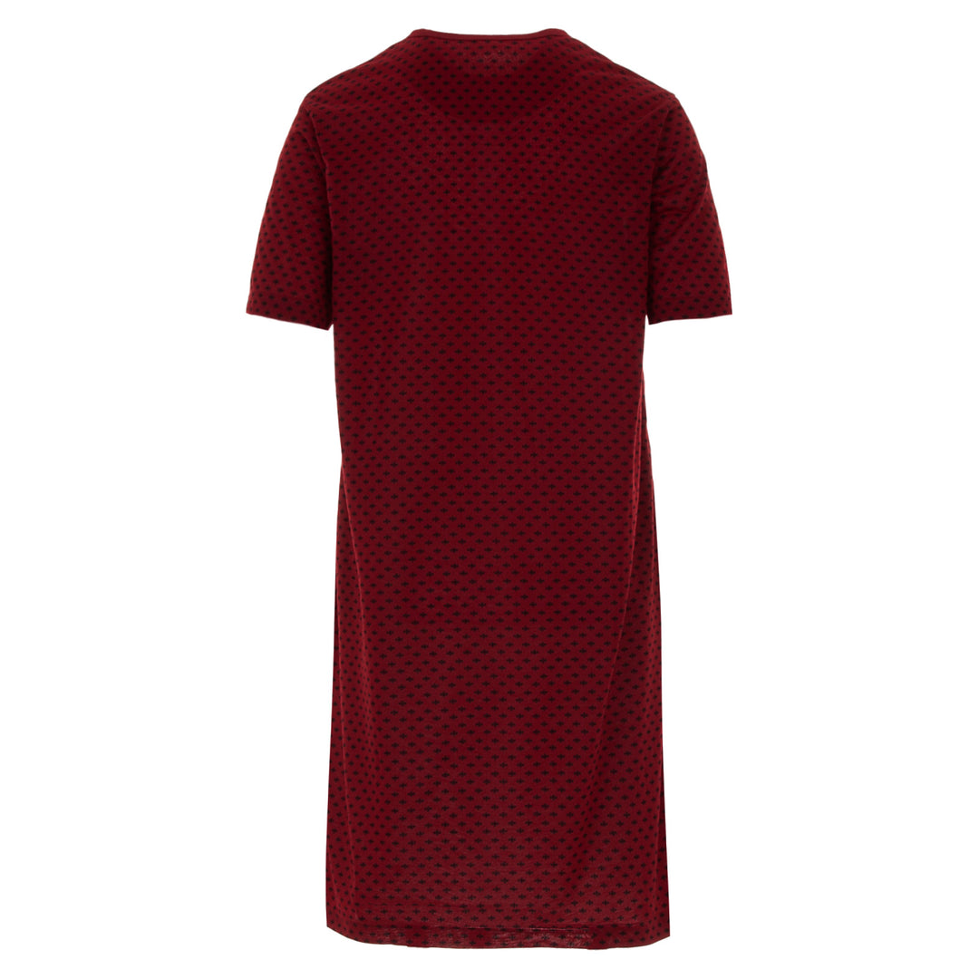 Short-sleeved nightgown - classic print Breast pocket uni
