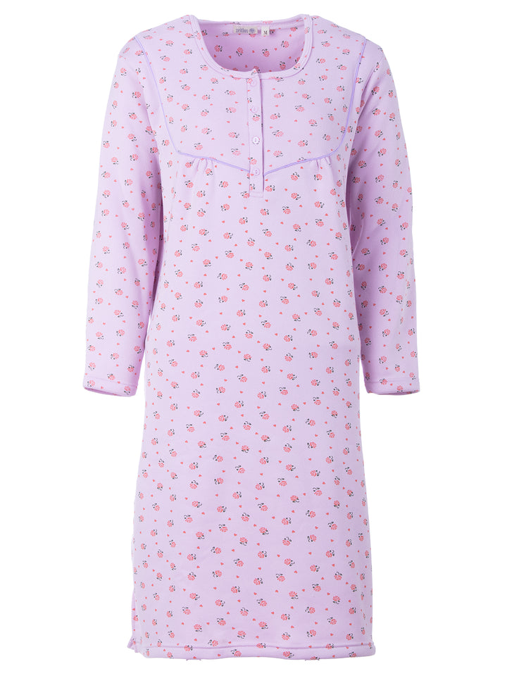 Thermo Nachthemd - Romy mit Rosen und Herzen