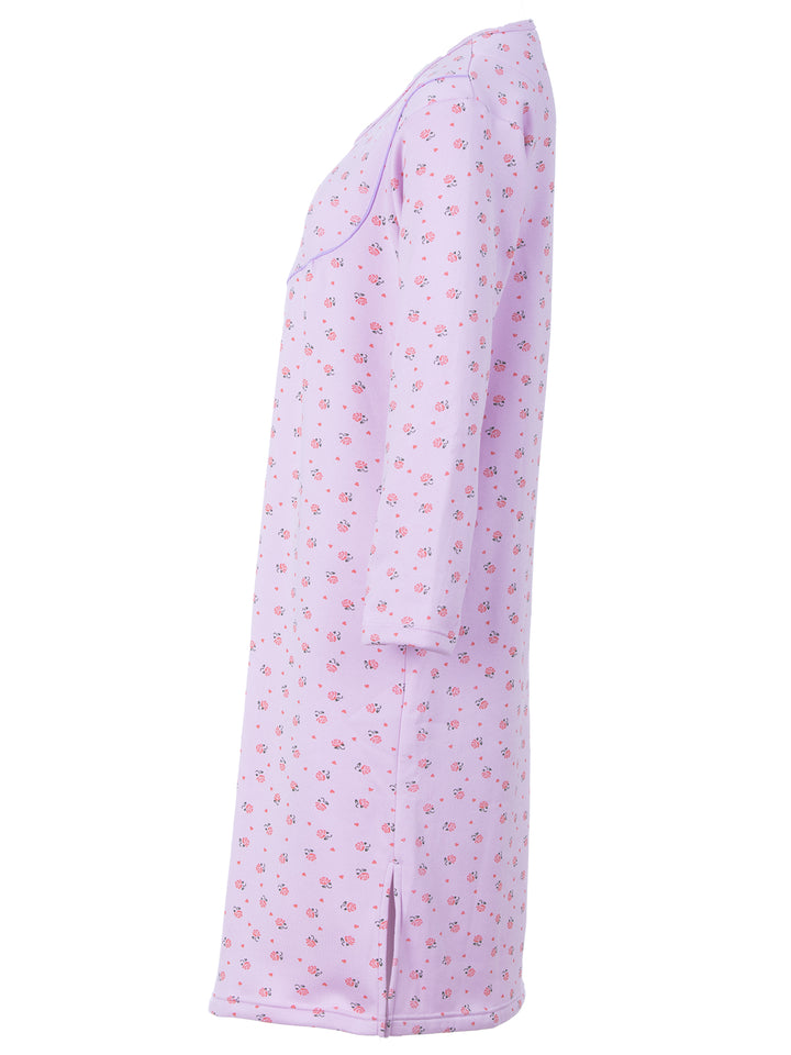 Thermo Nachthemd - Romy mit Rosen und Herzen