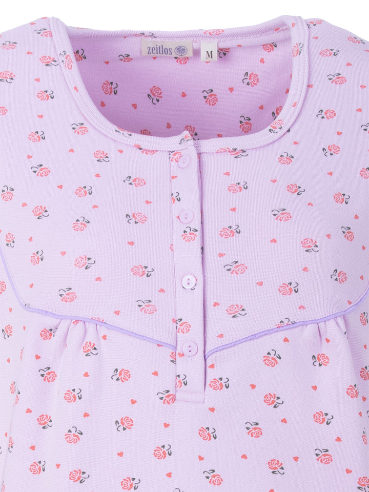 Thermo Nachthemd - Romy mit Rosen und Herzen