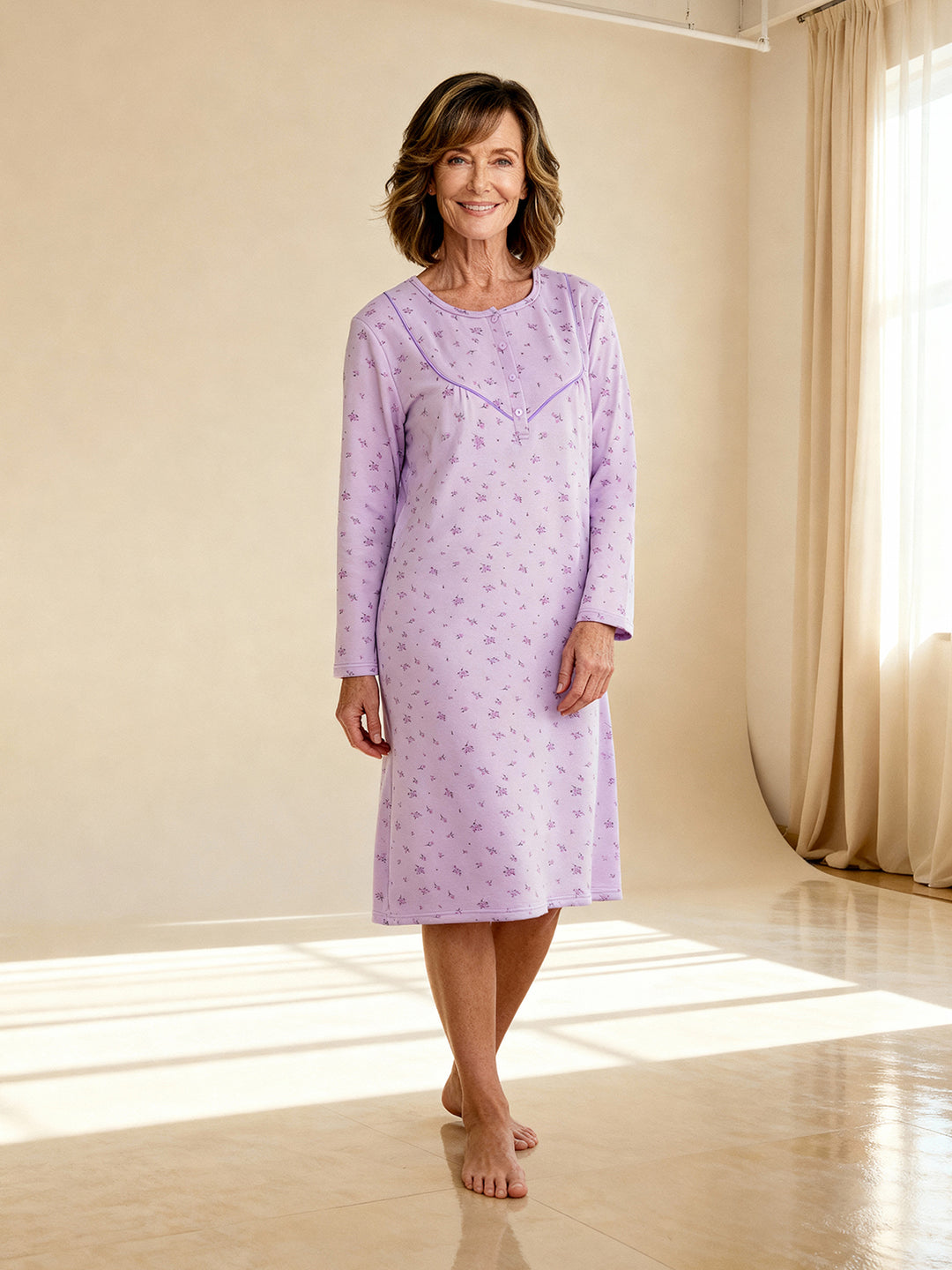 Thermo Nachthemd - Zarten Blüten