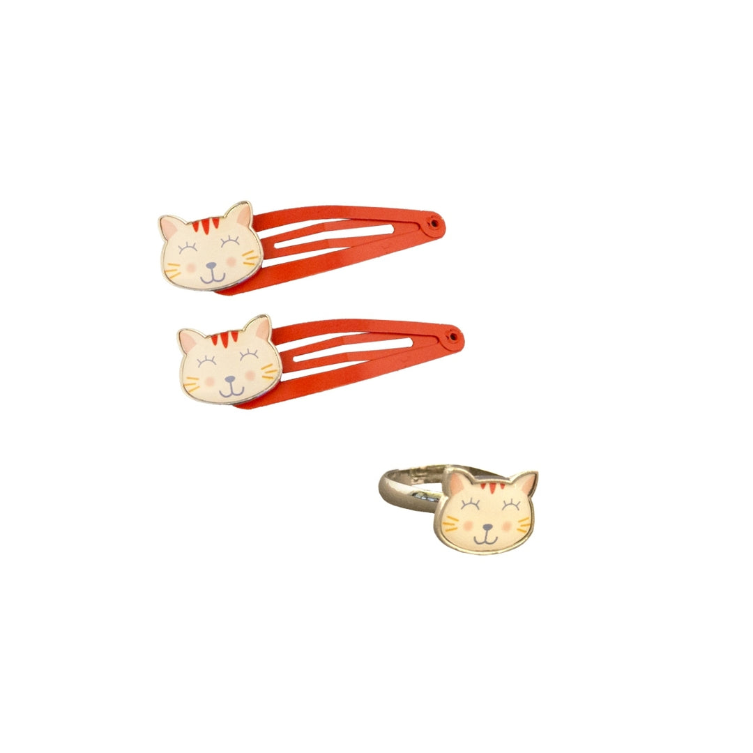 Haarclips & Ring - Katze