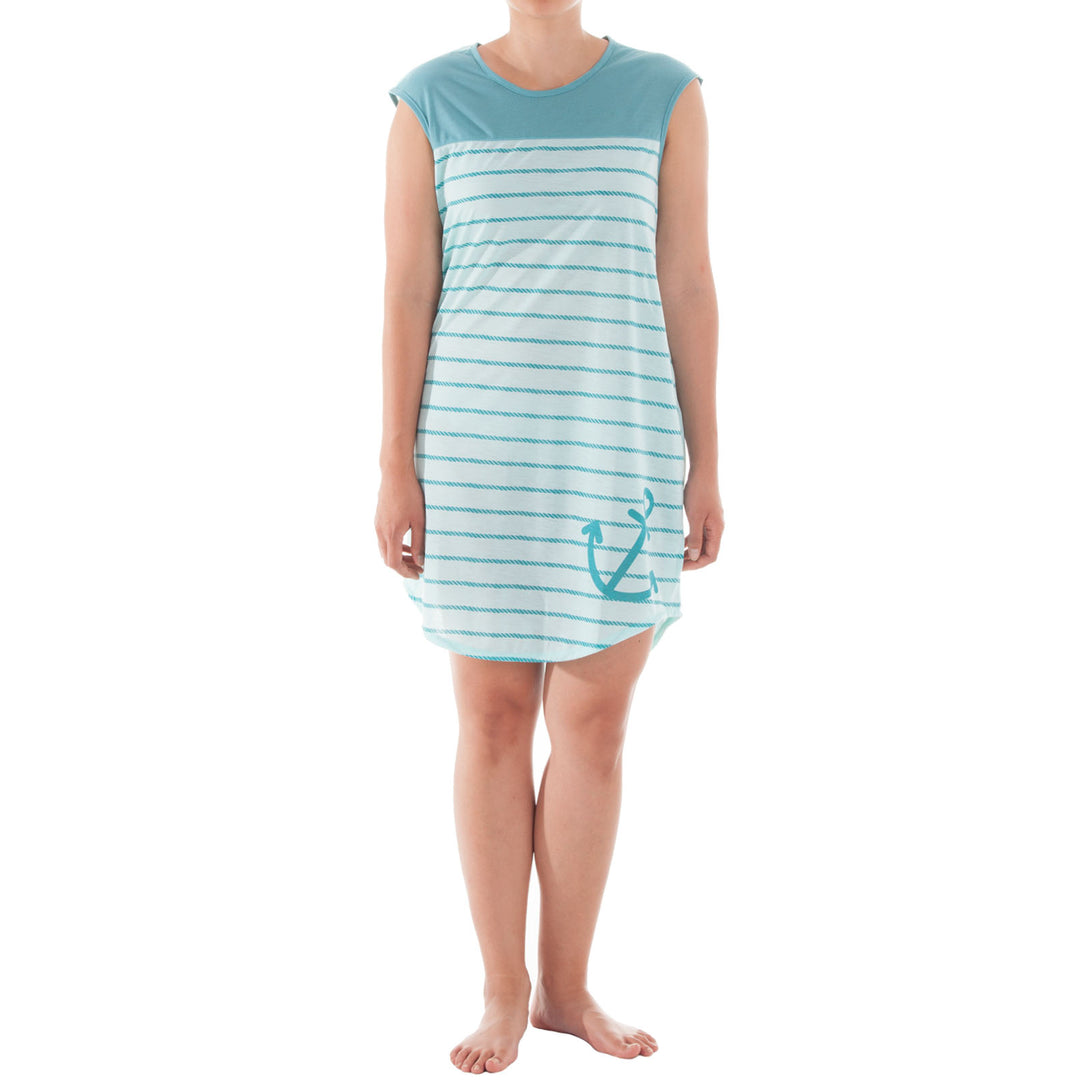 Sleeveless Nightgown - Anchor Striped