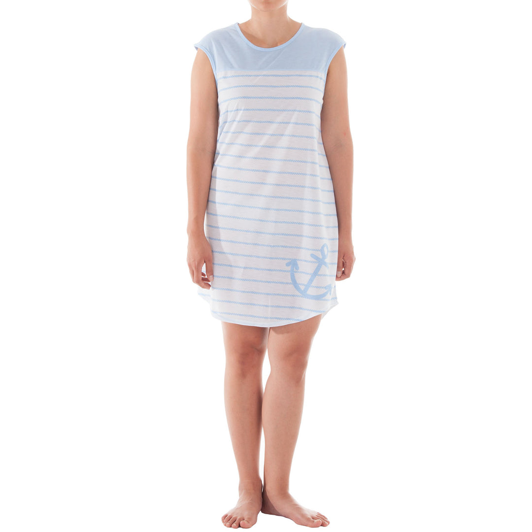 Sleeveless Nightgown - Anchor Striped