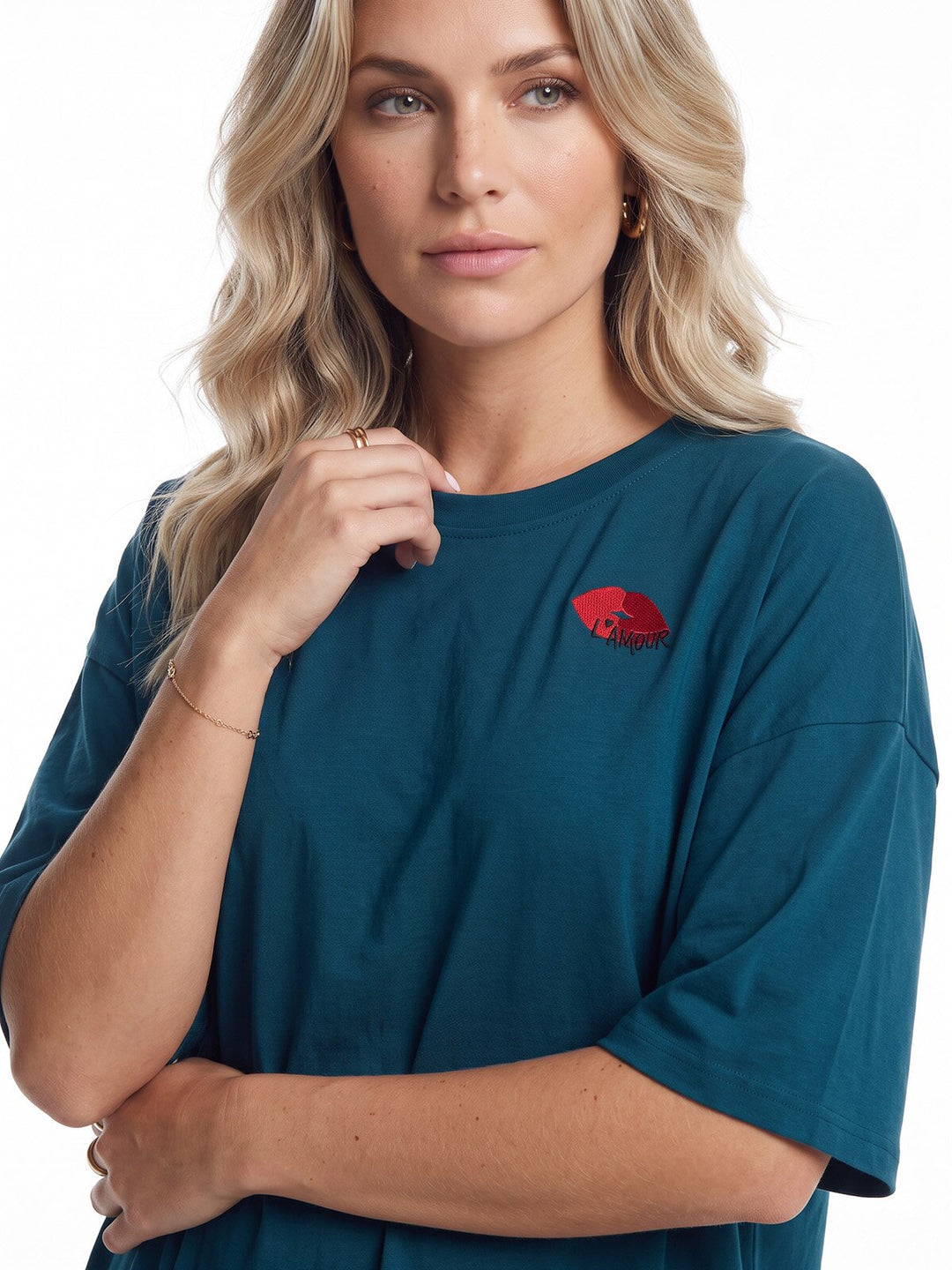 Oversized Schlafshirt - Awa 1/2 Arm mit Stickerei