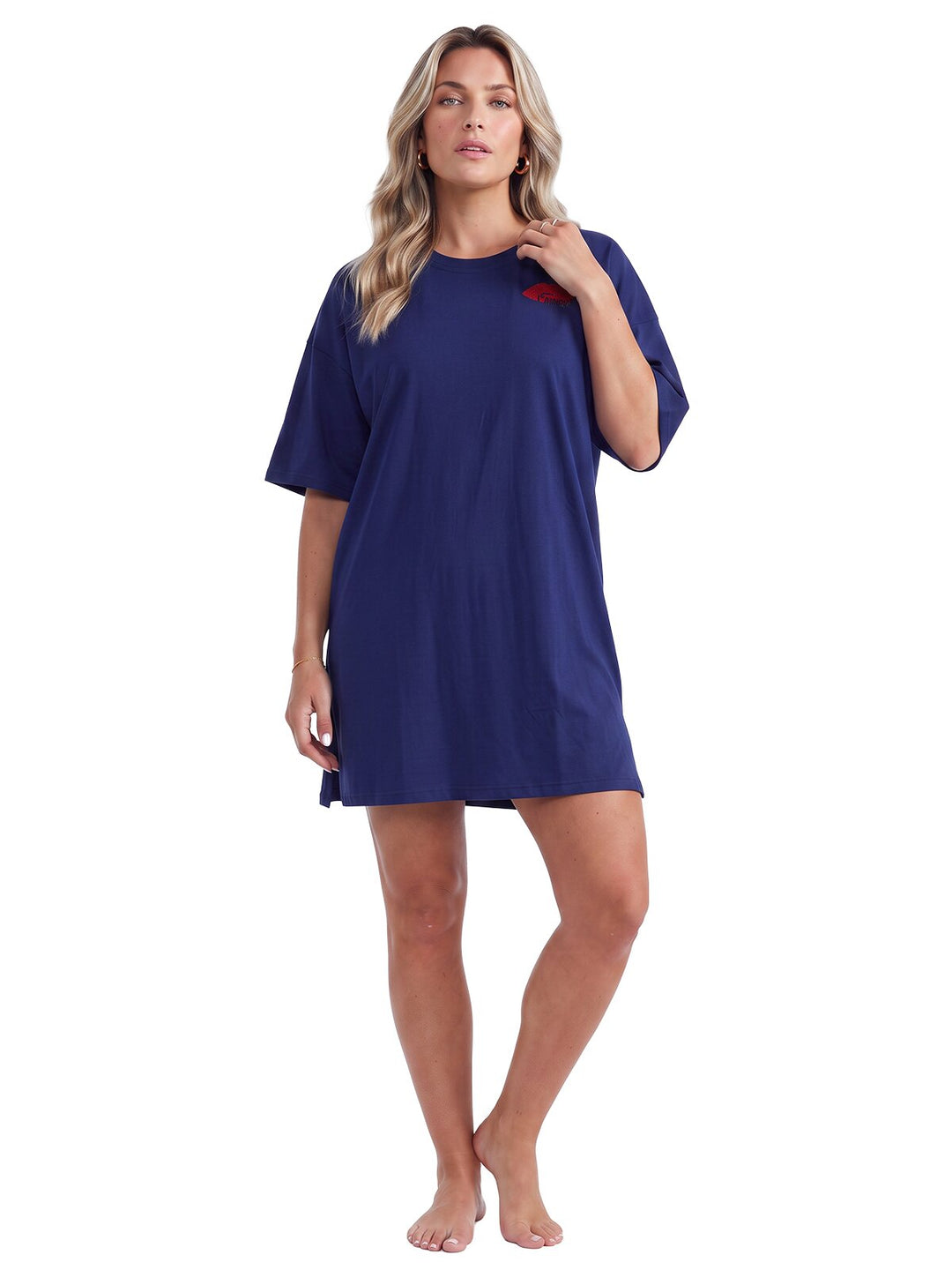 Oversized Schlafshirt - Awa 1/2 Arm mit Stickerei
