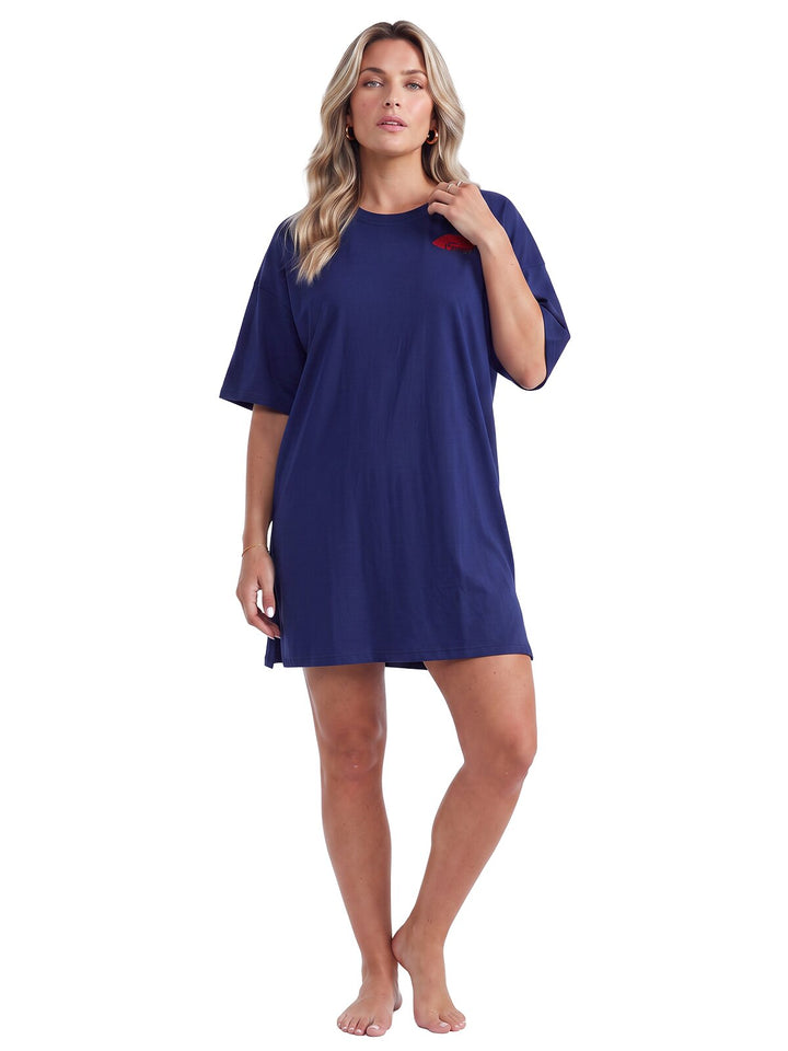 Oversized Schlafshirt - Awa 1/2 Arm mit Stickerei