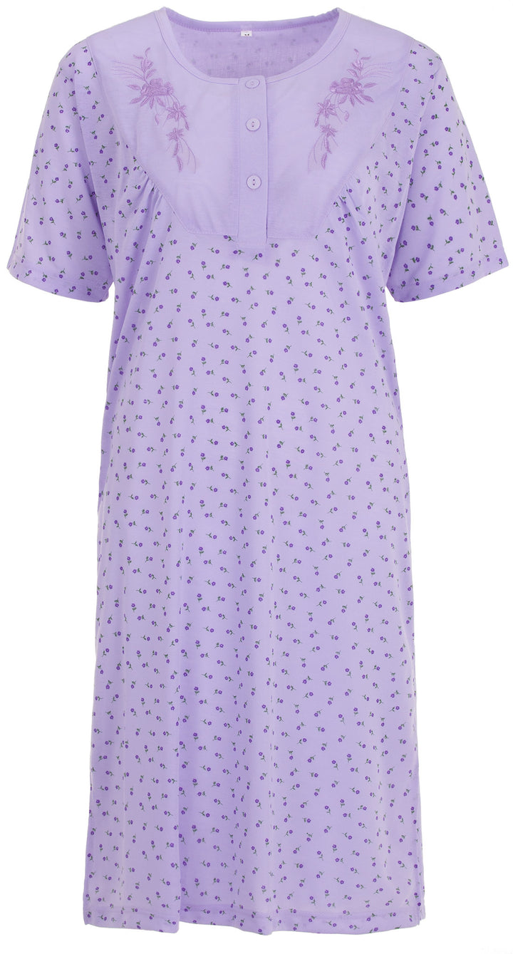 Nightgown short sleeves - embroidery flower