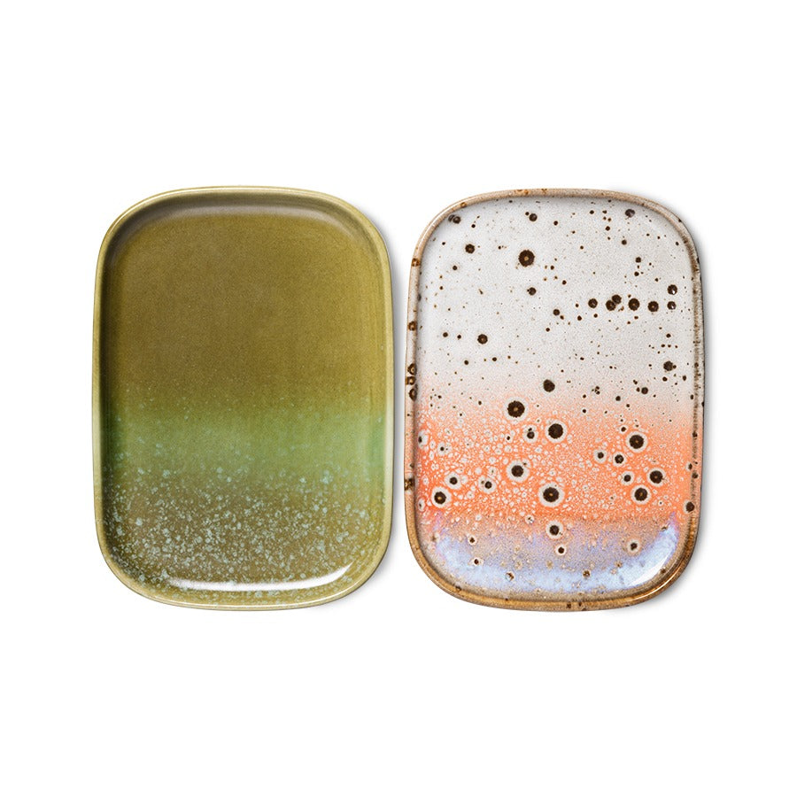 70s Ceramics Tablett-Set Atlas – 2 kleine Keramik-Tabletts