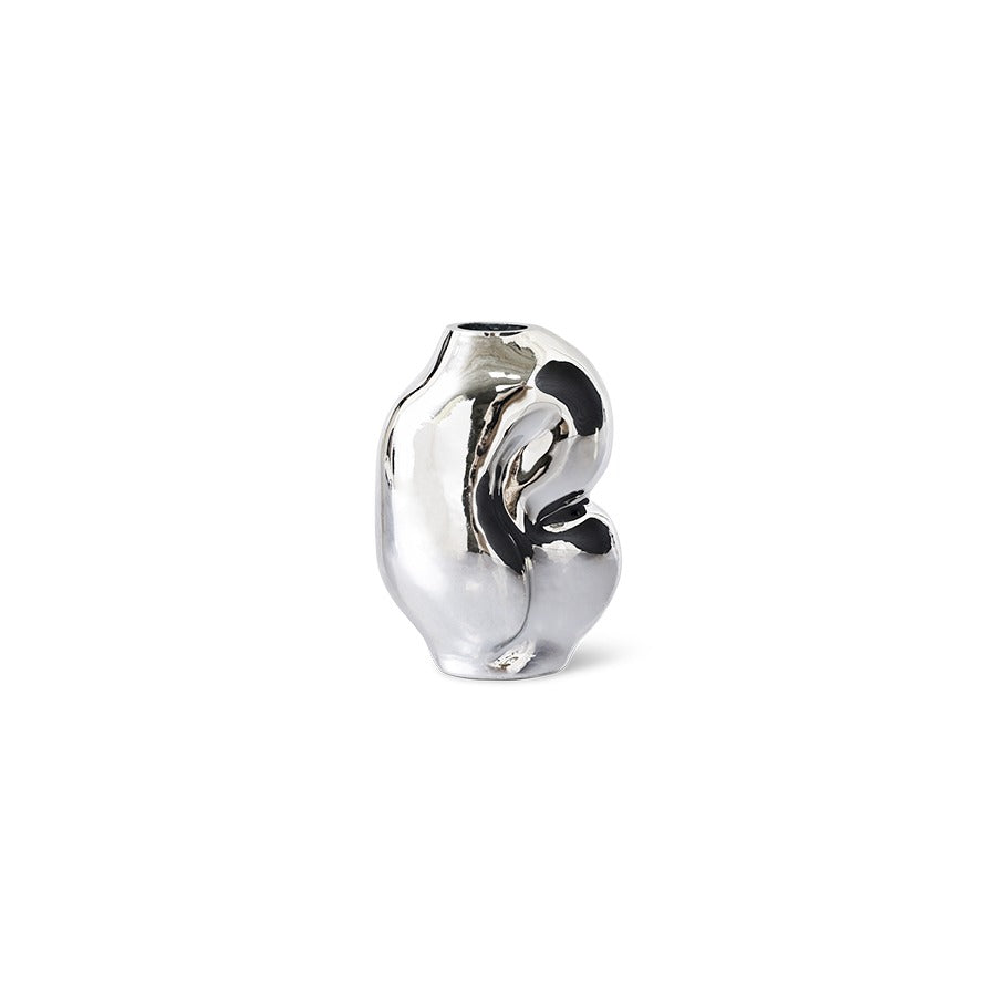 Gleam Glasvase Klein Chrom – organische Design-Vase 900 ml