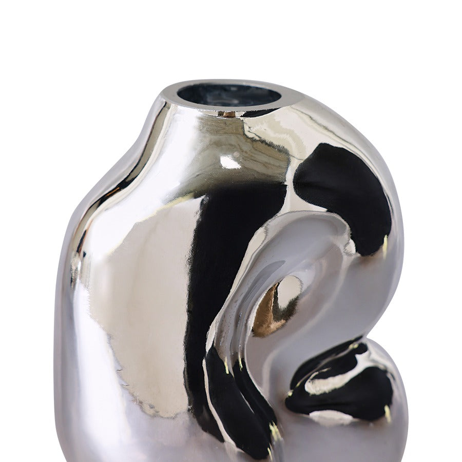 Gleam Glasvase Klein Chrom – organische Design-Vase 900 ml