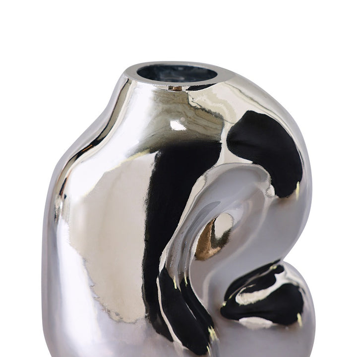 Gleam Glasvase Klein Chrom – organische Design-Vase 900 ml