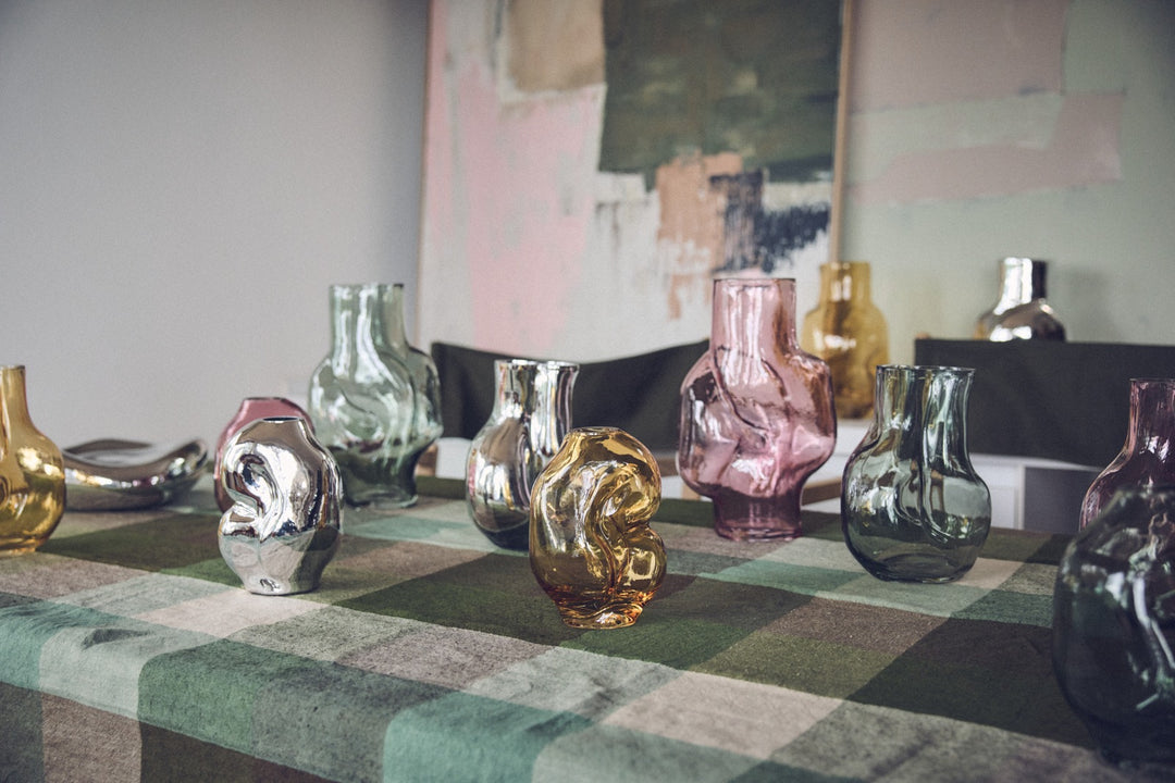 Gleam Glasvase Klein Chrom – organische Design-Vase 900 ml