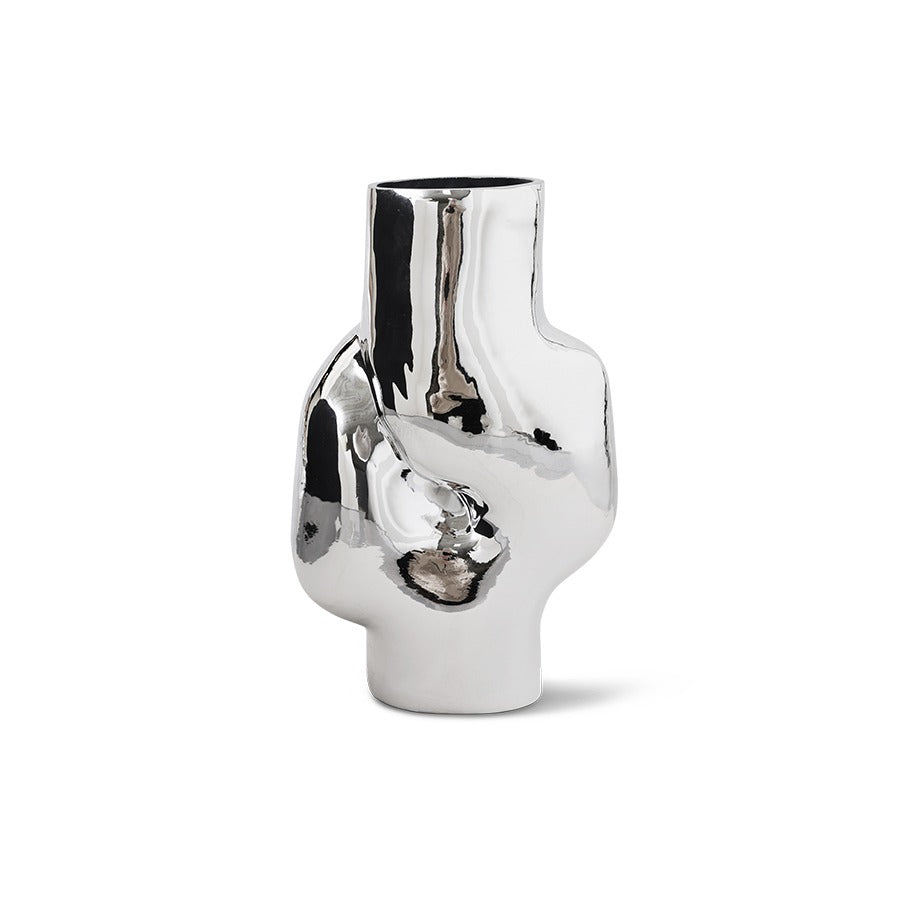 Gleam Glasvase Hoch Chrom – Design-Vase 32,5 cm, 3,5 L