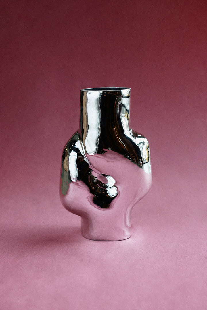 Gleam Glasvase Hoch Chrom – Design-Vase 32,5 cm, 3,5 L