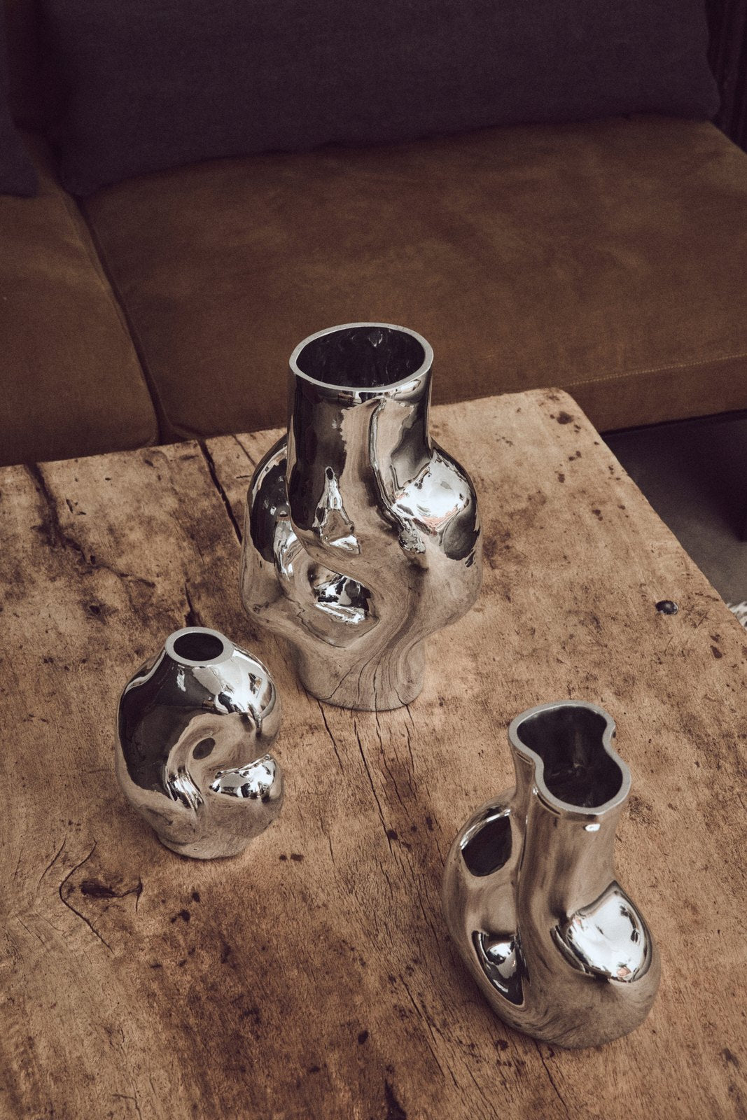 Gleam Glasvase Hoch Chrom – Design-Vase 32,5 cm, 3,5 L
