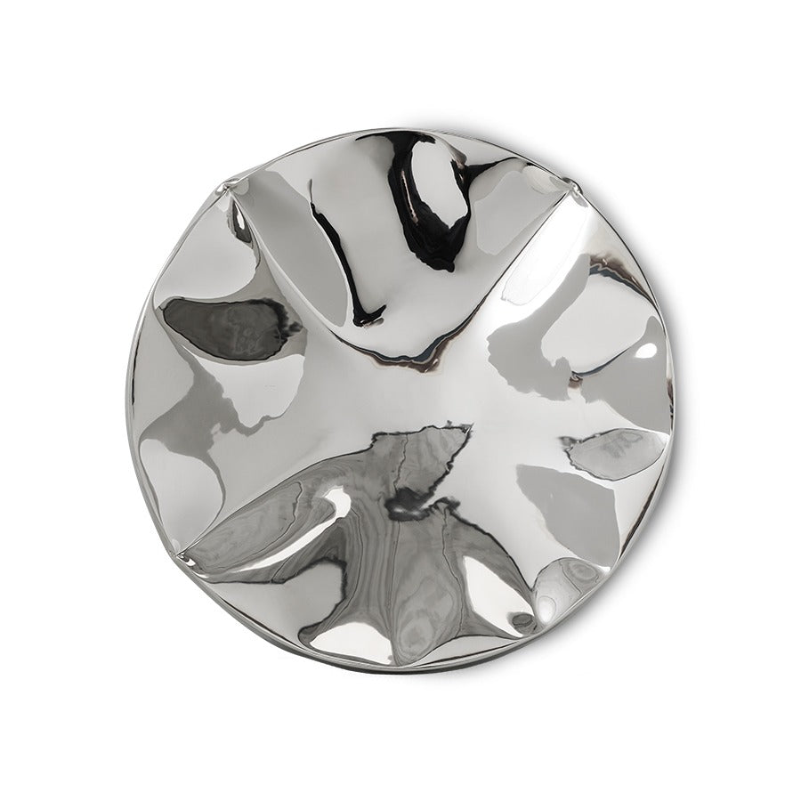 Dent Wandskulptur Chrom – Ø 68 cm Metall-Wandobjekt