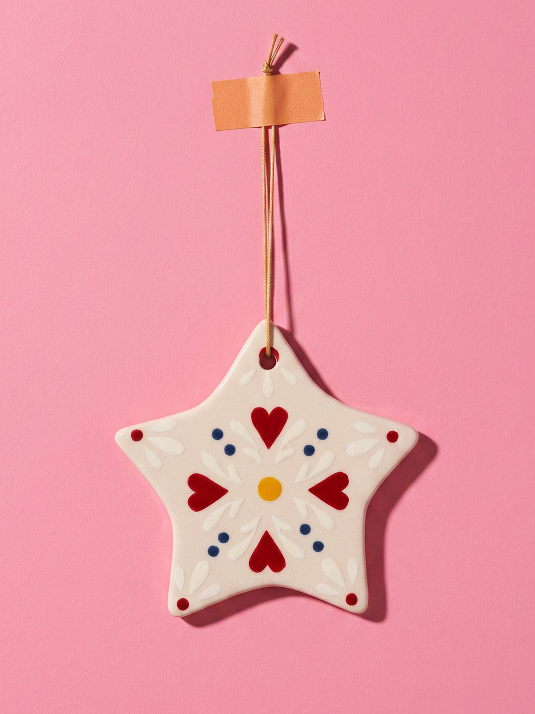 scandi Anhänger Weihnachten aus Keramik Stern rosa