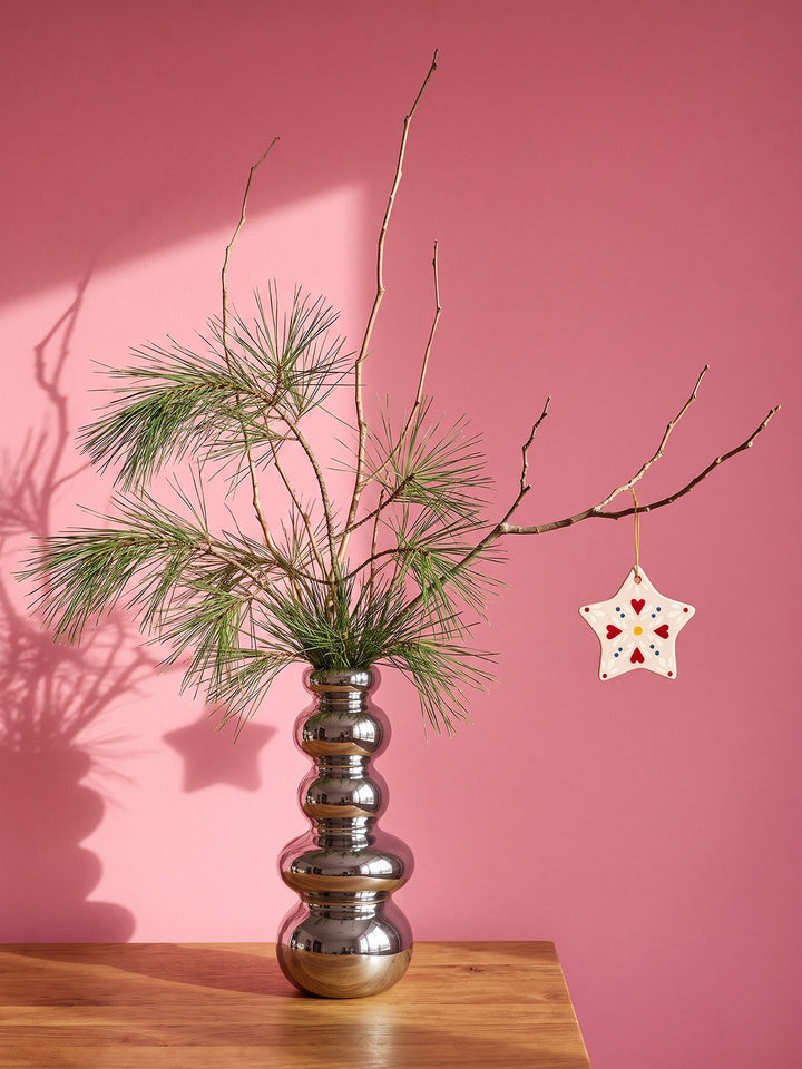 scandi Anhänger Weihnachten aus Keramik Stern rosa