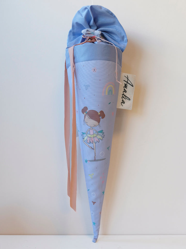 Schultüte Ballerina 70 cm mit Haarschleife