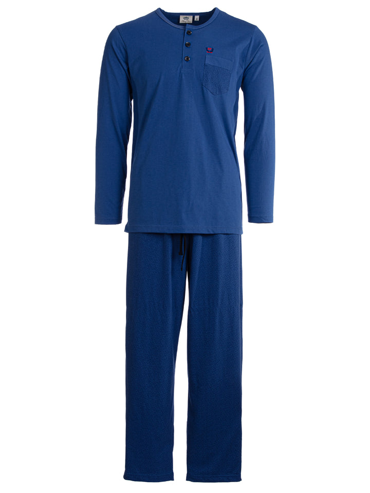 Pyjama Set Langarm - Carlo Henley Fein-Muster-Hose Brusttasche