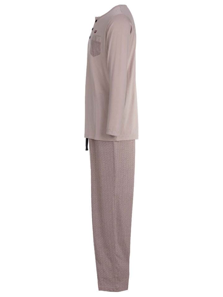 Pyjama Set Langarm - Carlo Henley Fein-Muster-Hose Brusttasche