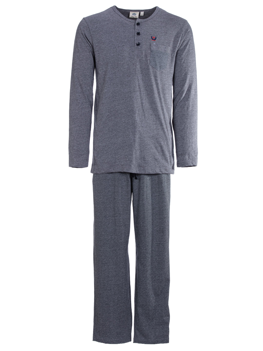 Pyjama Set Langarm - Carlo Henley Fein-Muster-Hose Brusttasche