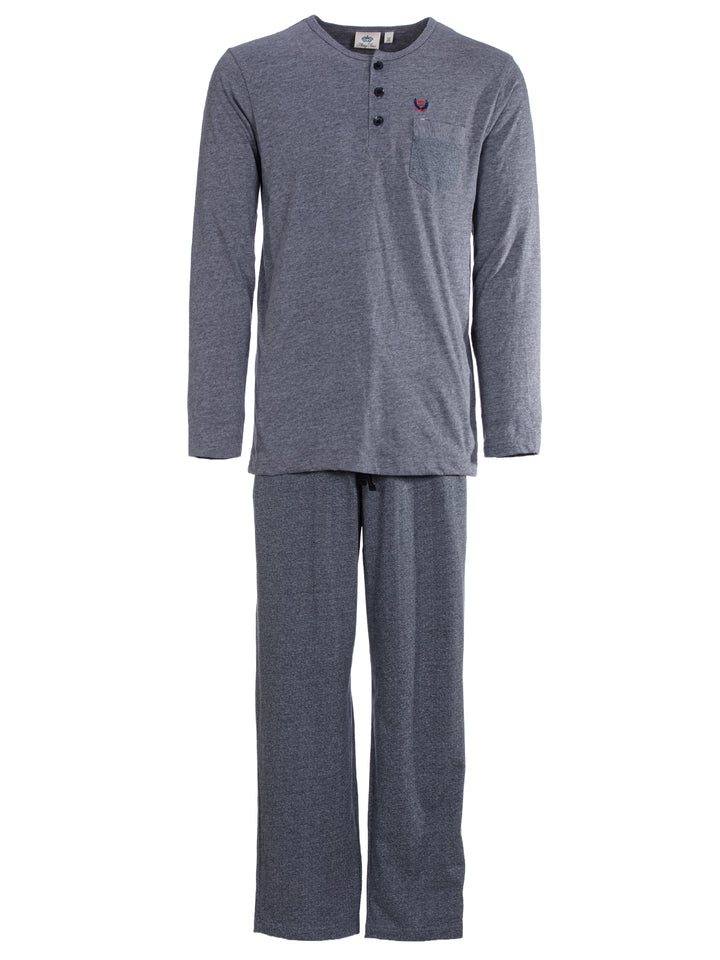 Pyjama Set Langarm - Carlo Henley Fein-Muster-Hose Brusttasche