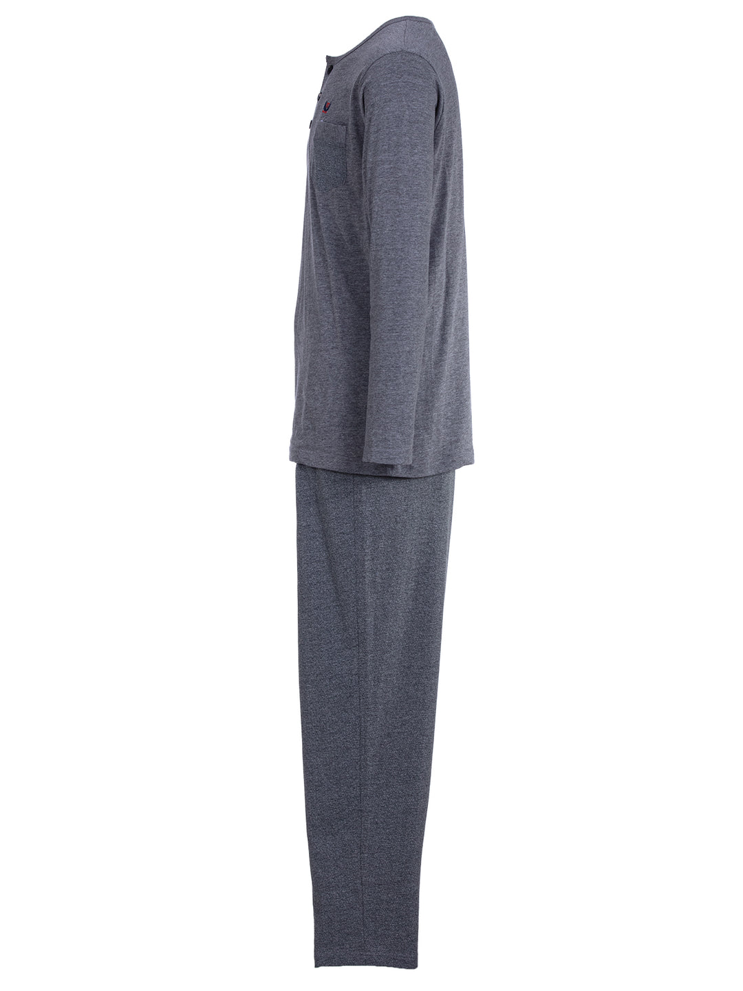 Pyjama Set Langarm - Carlo Henley Fein-Muster-Hose Brusttasche
