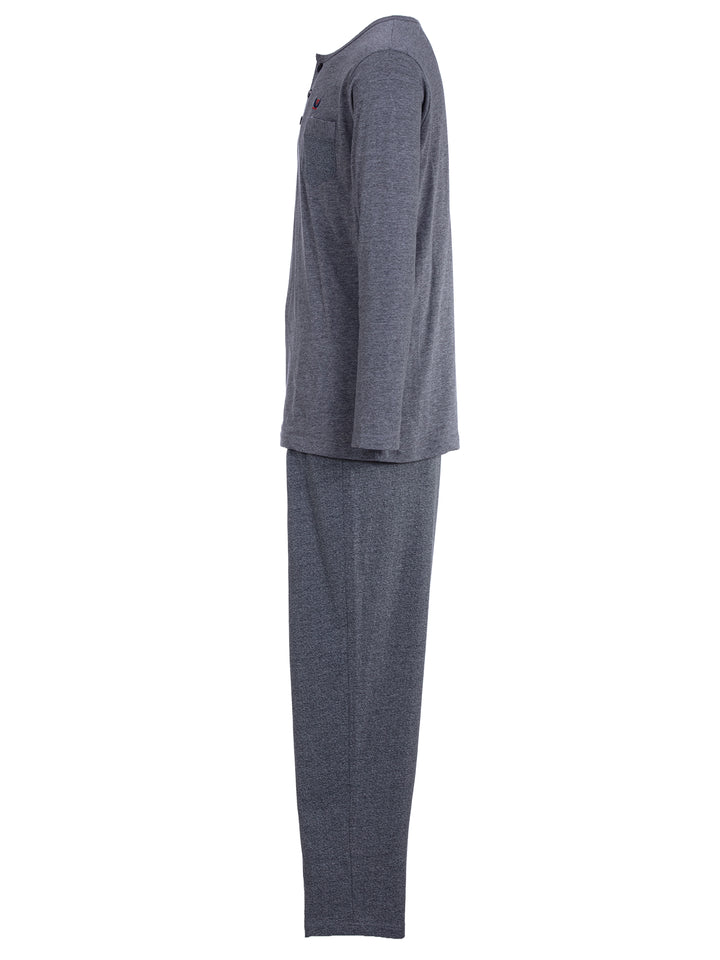Pyjama Set Langarm - Carlo Henley Fein-Muster-Hose Brusttasche