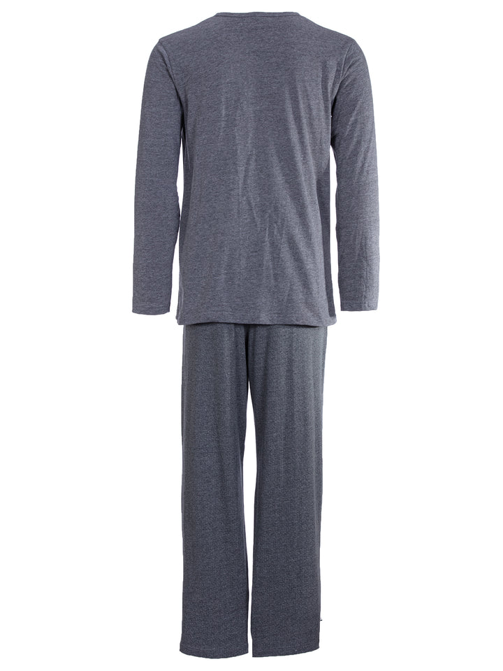 Pyjama Set Langarm - Carlo Henley Fein-Muster-Hose Brusttasche