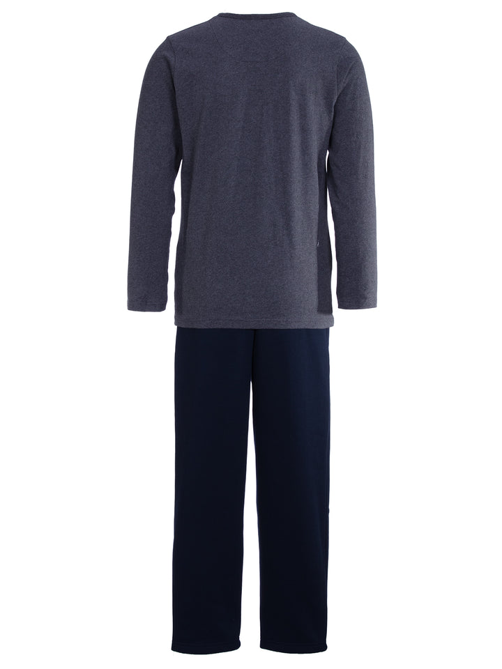 Pyjama Set Langarm - Carlo Henley Uni Kontrast-Brusttasche