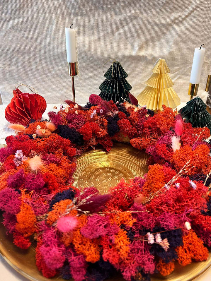 DIY Set - Adventskranz aus farbenfrohen Eichenmoos