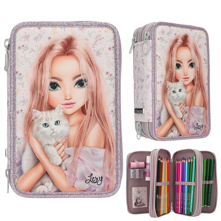 TOPModel Triple Pencil Case Blooming Kitty Cat