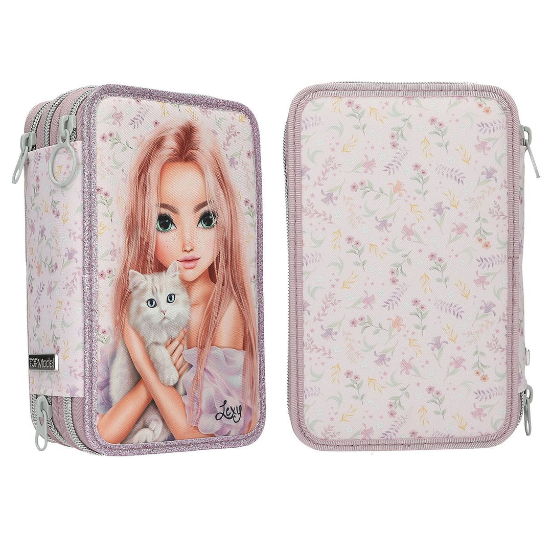 TOPModel Triple Pencil Case Blooming Kitty Cat