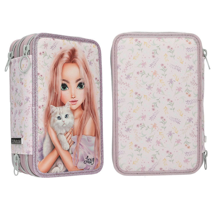 TOPModel Triple Pencil Case Blooming Kitty Cat