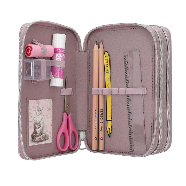 TOPModel Triple Pencil Case Blooming Kitty Cat
