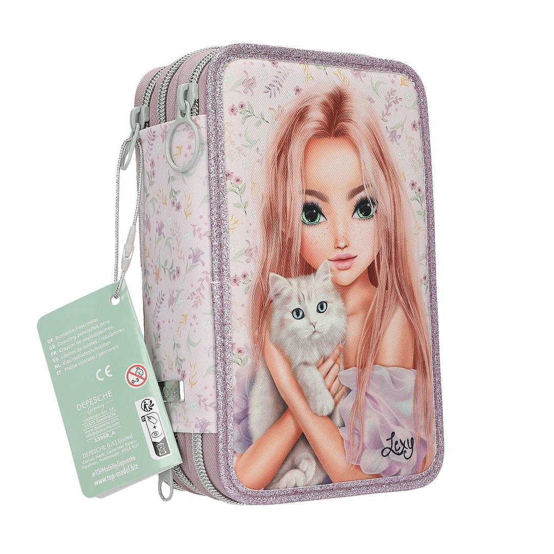 TOPModel Triple Pencil Case Blooming Kitty Cat