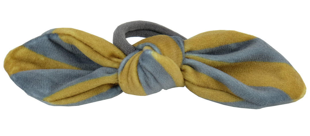 Hair bow Mill gray yellow striped