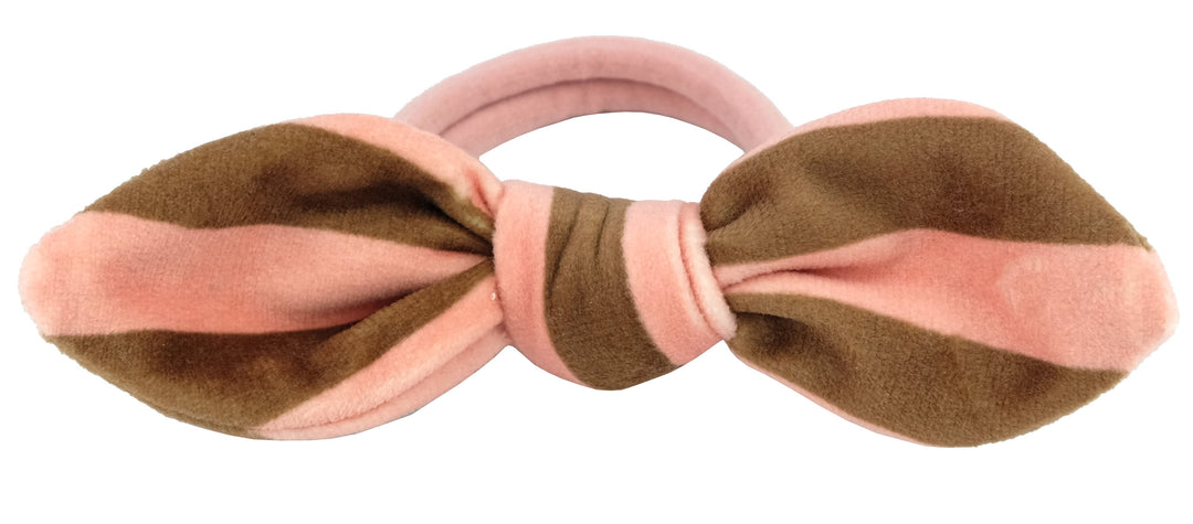 Hair bow Mill brown pink striped
