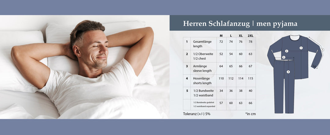 Pyjama Set Langarm - Carlo Henley Uni Kontrast-Brusttasche