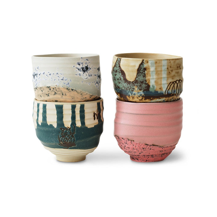 Artist Ceramics Kaffeetassen 4er Set – 4 Steinzeug-Unikate