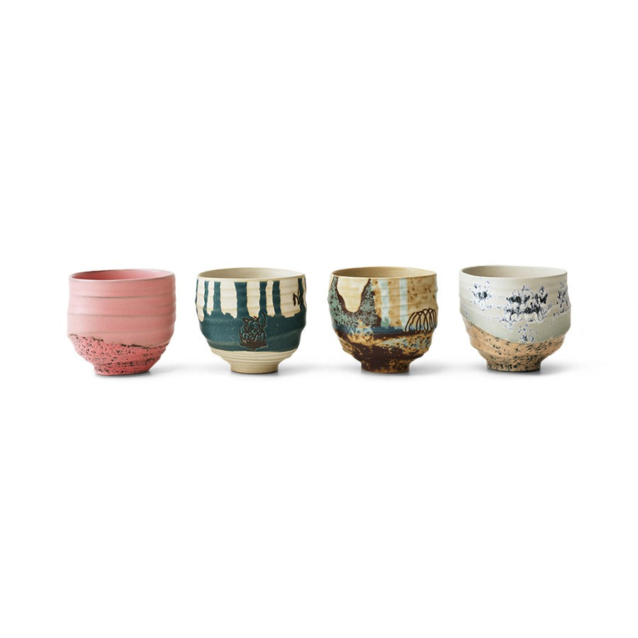 Artist Ceramics Kaffeetassen 4er Set – 4 Steinzeug-Unikate