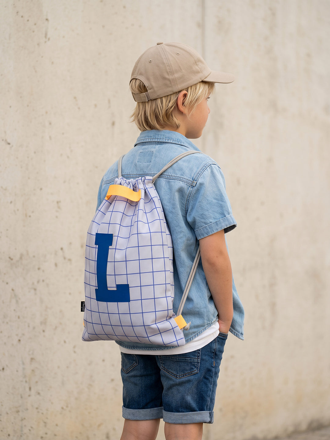 Letterbag Karo grau/blau