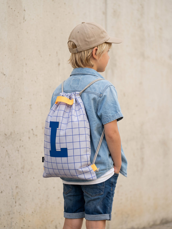 Letterbag Karo grau/blau