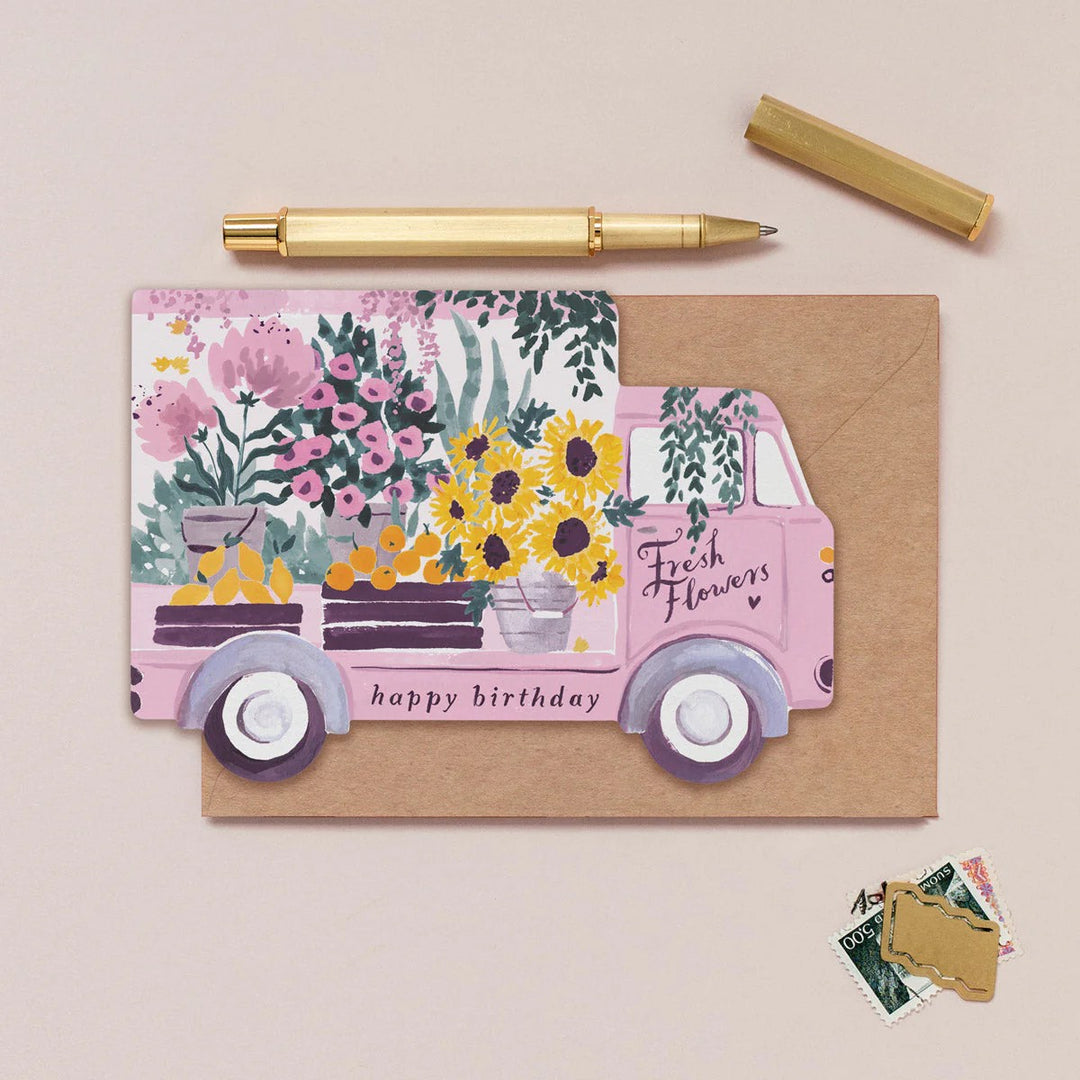 Klappkarte Flower Truck Birthday Card